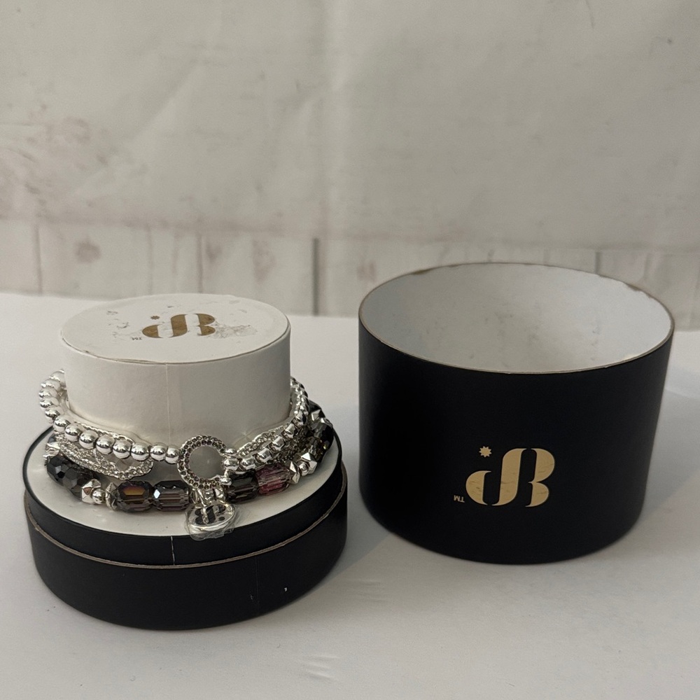 Bomb Party 3 Stack Bracelet Set Elegant Silver Plated Call It Fate Bracelet